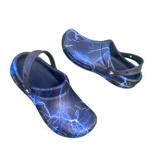 Crocs Bistro Graphic Slip Resistant Work Clogs Size M9 W11 Black Lightning Bolts